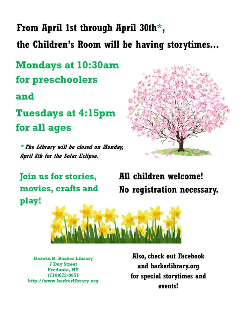 Storytime for Preschoolers @ Darwin R. Barker Library