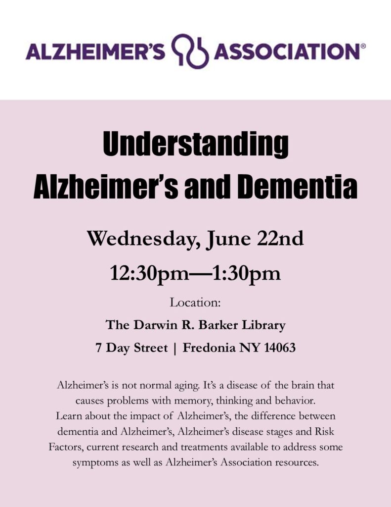 Understanding Alzheimer's and Dementia @ Darwin R. Barker Library