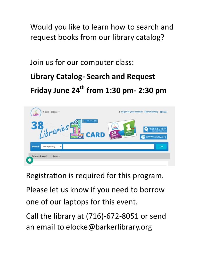 Library Catalog: Search and Request @ Darwin R. Barker Library