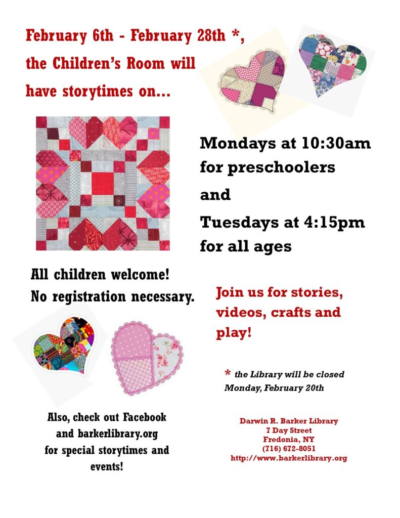 Storytime for Preschoolers @ Darwin R. Barker Library